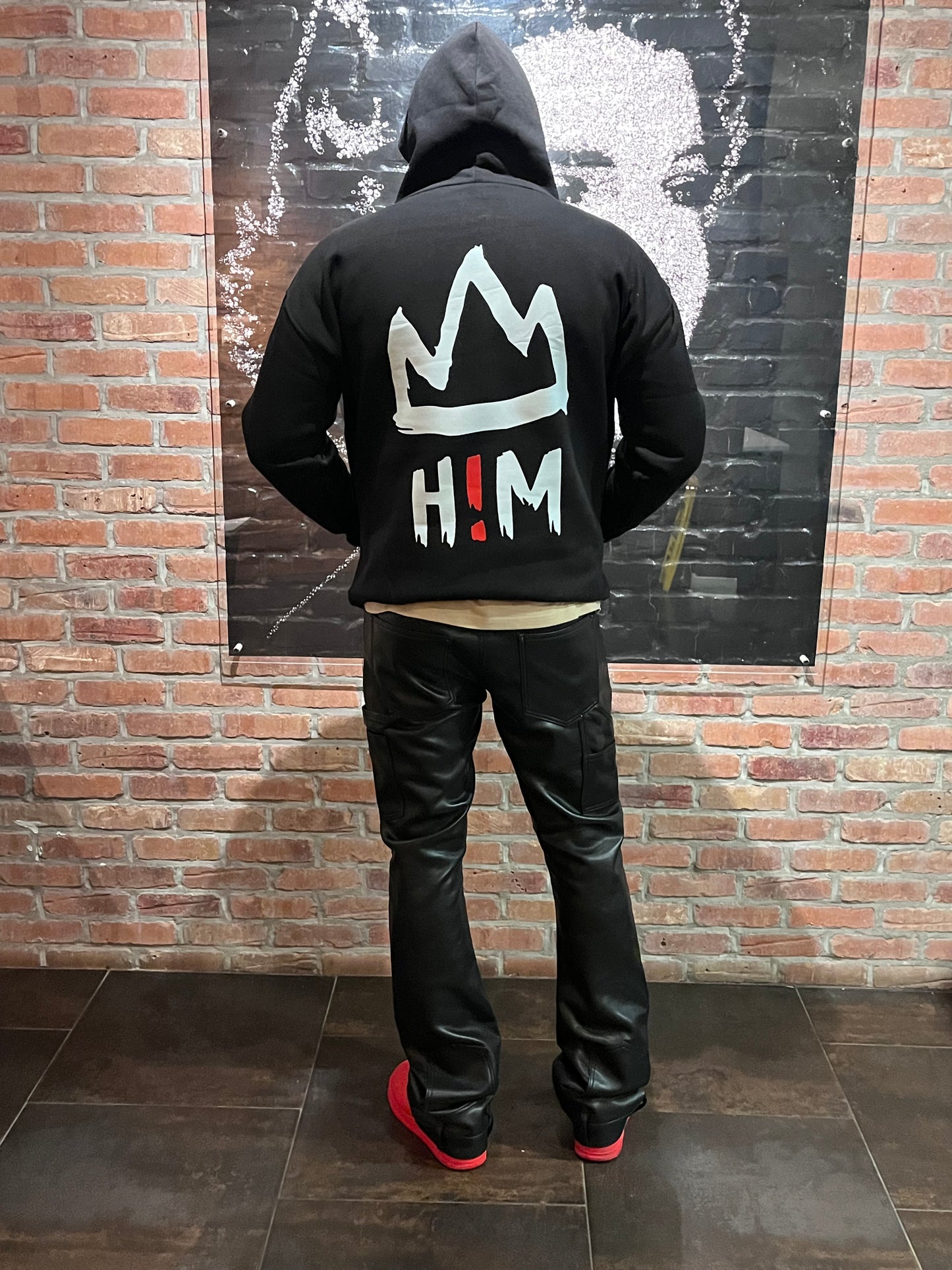 Long Sleeve H!M one of one Black Oversized Essential Hoodie